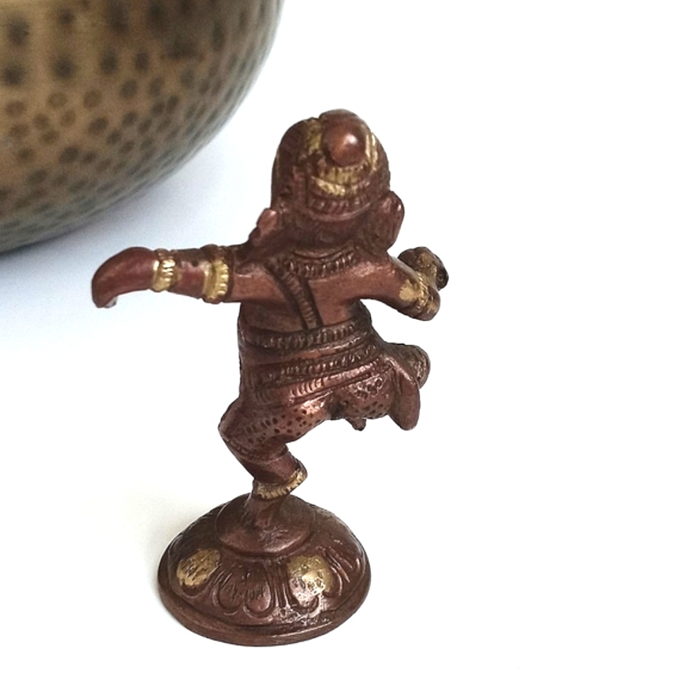 Antique Solid Brass Bronzed Figurine Ganesh Art Sculpture Home Decor 3 1/2” - Picture 3 of 15